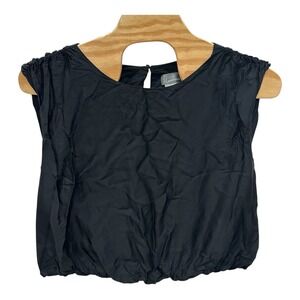 Anthropologie Womens 2XL Black Bubble Blouse Sleeveless Viscose